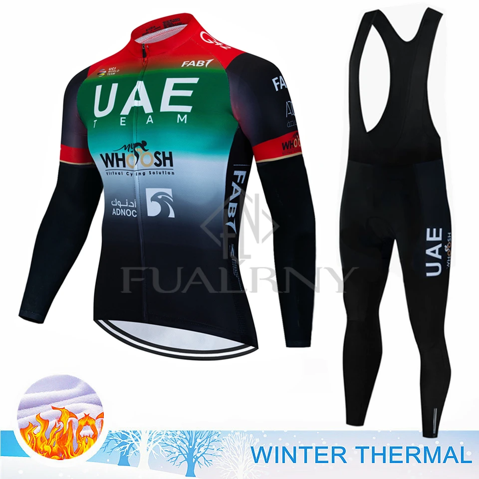 

Зимняя велосипедная одежда ОАЭ, мужской комплект из Джерси с длинным рукавом, Термальный флисовый костюм для велоспорта, теплый спортивный комплект для велоспорта
