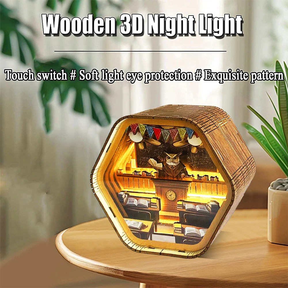 

DIY 3D Magic Academy Book Nook Kit with LED Lights, Wooden Miniature Bookshelf Insert, Gift for Readers & Book Lovers