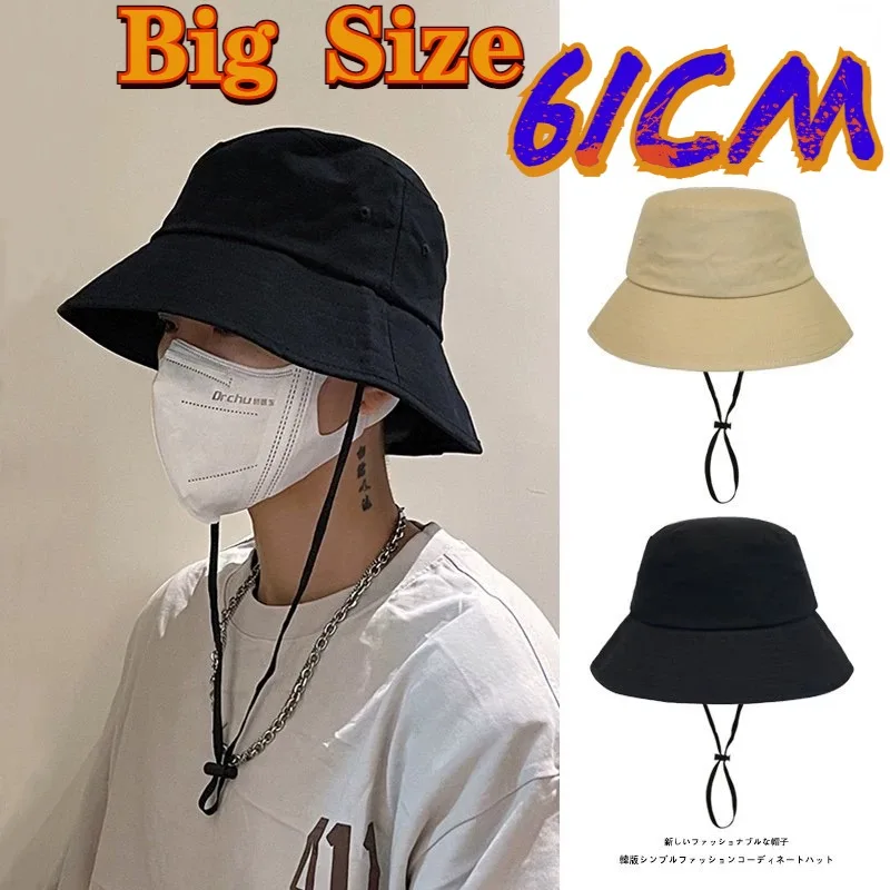 Bob Big Size 61CM Bucket Hats Men Summer Mountaineering Fisherman Hat with String Large Panama Fishing Caps French Bob Wholesale