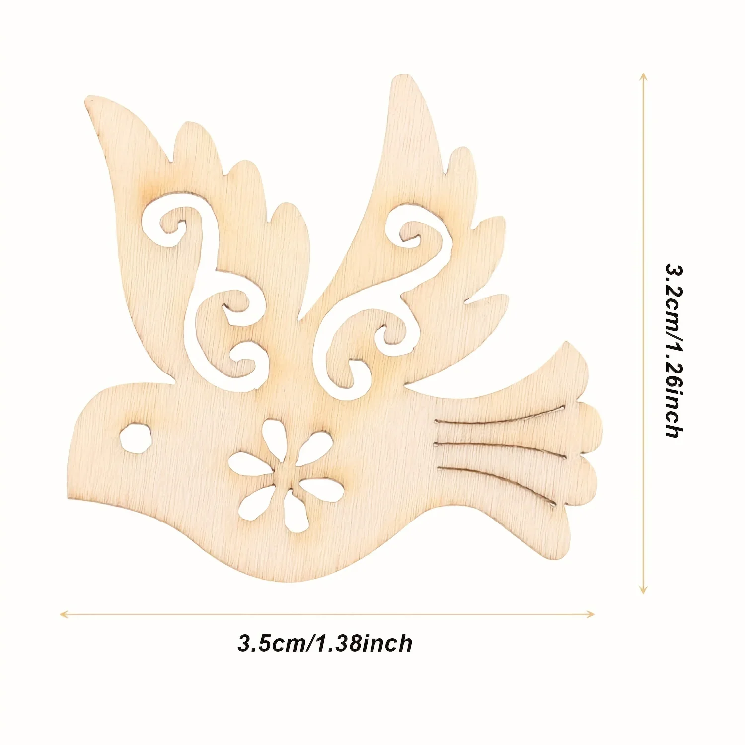 60pcs Unfinished Wooden Peace Dove Wood Cutouts Wood Bird Pigeon Shape Cutout Slices For DIY Crafts Party Home Decorations