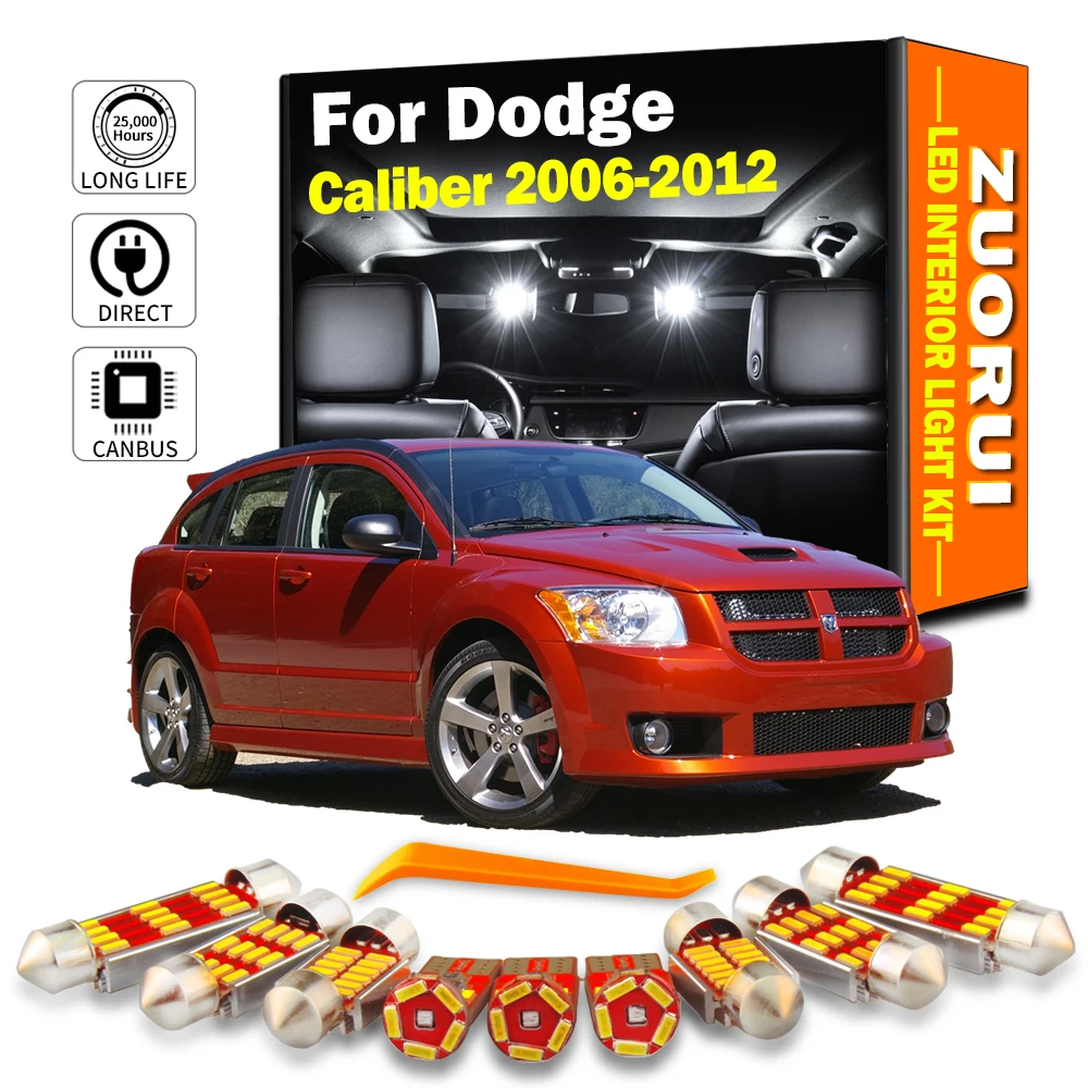 ZUORUI 10Pcs Canbus Car LED Interior Map Dome Trunk Light Kit Dla Dodge Caliber 2006 2007 2008 2009 2010 2012 Żarówki Led Bez Błędu