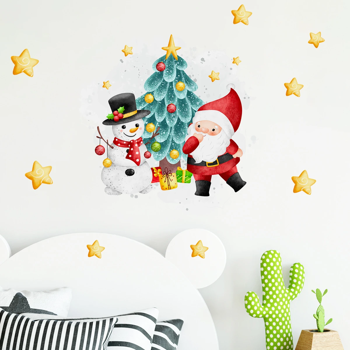 ملصق حائط ثلاثي الأبعاد لتزيين عيد الميلاد للأطفال ، غرف الأطفال ، ورق حائط ذاتي اللصق ، ديكور العطلات ، ملصقات حائط ، غرفة نوم ، 8 أنماط