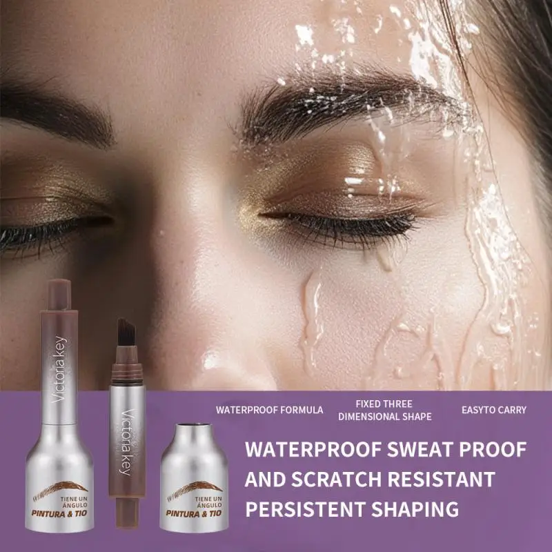 Crème de teinte pour sourcils imperméable et longue durée avec brosse, crayon à sourcils liquide anti-taches pour sourcils précis et d'apparence naturelle