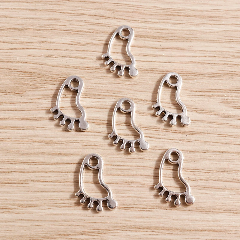 Tusember 50 Stück Legierung 10*14mm Niedliche Baby-Fußabdruck-Anhänger für Halsketten Ohrringe Handgemachte Modeschmuck-Herstellung Anhänger – Detail 9