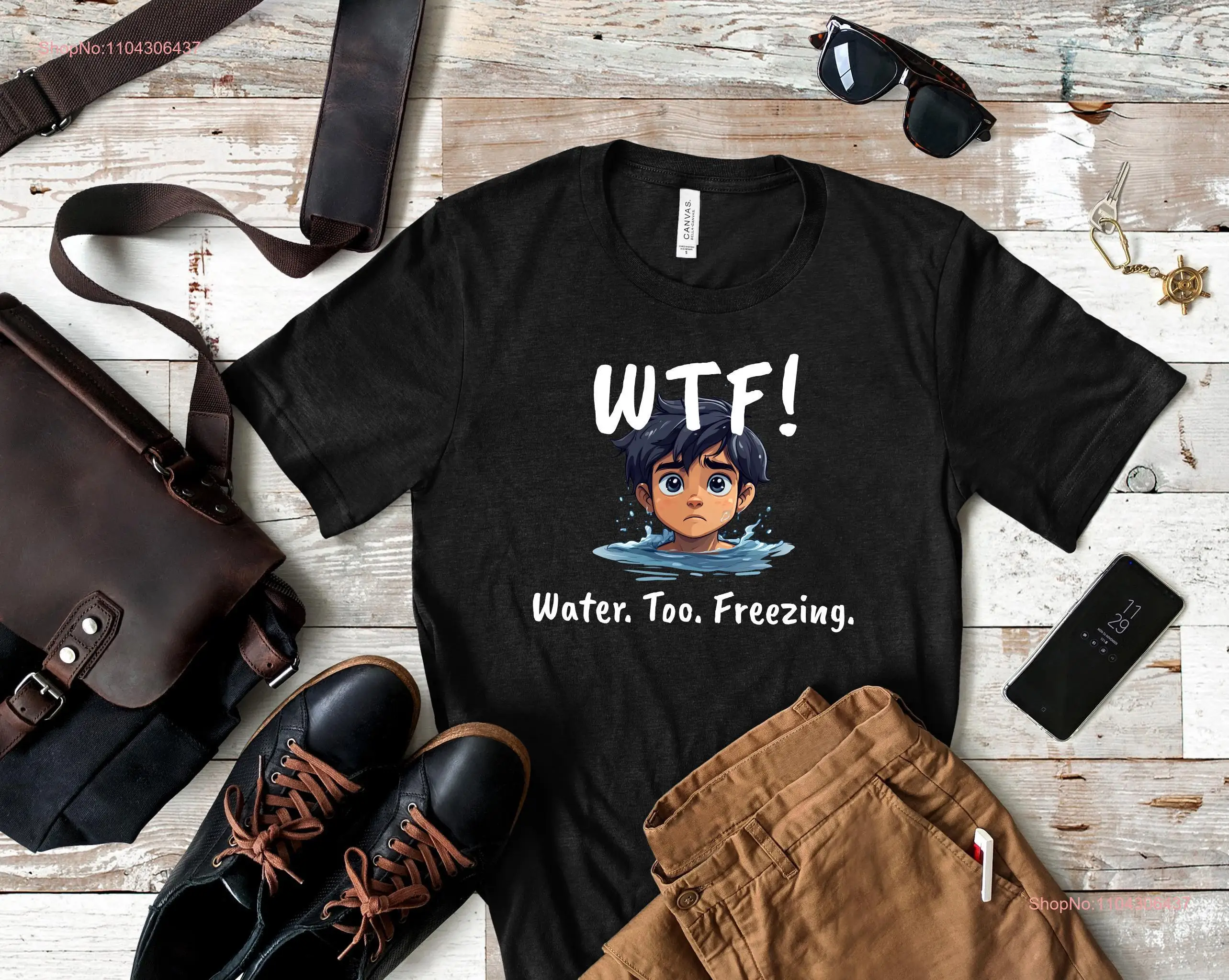 WTF Water Too Freezing Funny Swim T Shirt for Swimmer Present Cool Team long or short sleeves