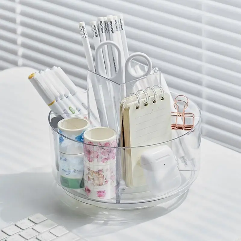 

Rotating Pen Holder, Desk Organisers Shelf with Compartments Pencil Organizers, Art Supply Storage Box for Home Office