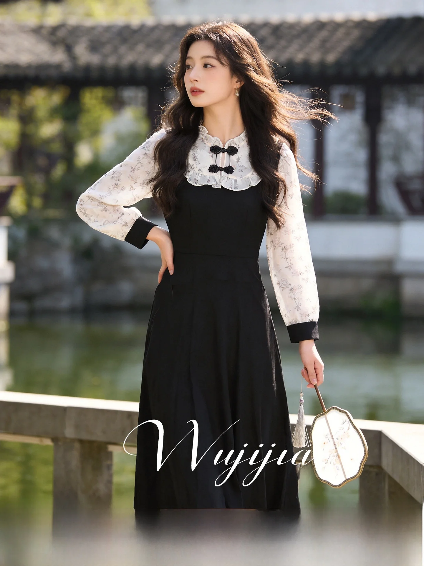 

plus Size Women's Dress Spring New Style National Trend Splicing Fake Two-Piece Waist-Cinching A-Line Skirt High Waist Cotton...