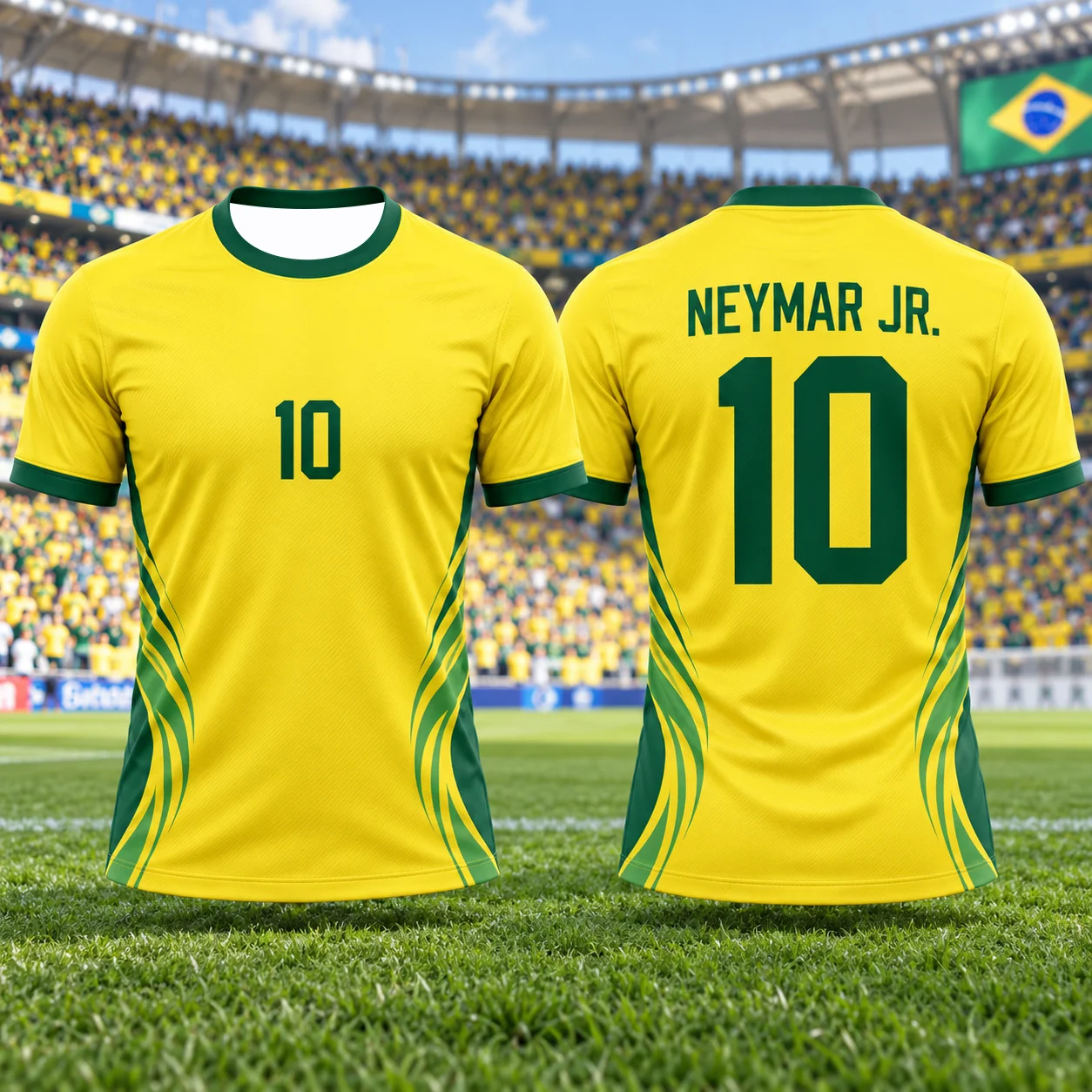 2026-27 Men Women Brazil Neymar Jr. 10 Football Jersey Yellow Blue Home Away Style Soccer Shirt Short Sleeve Fan Edition