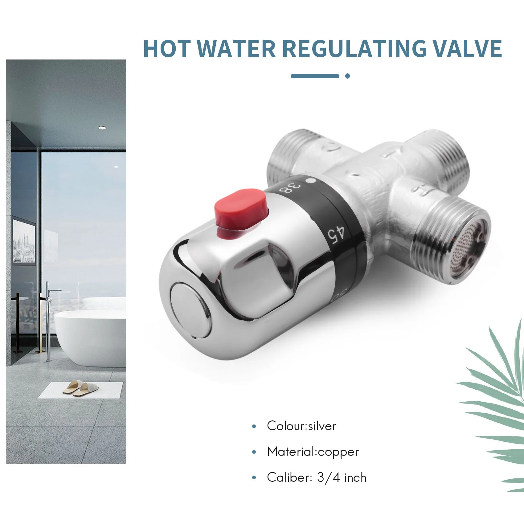 Válvula mezcladora termostática de 3 vías de cobre sólido, calentador de agua Solar de 3/4 pulgadas, válvula reguladora de Control de temperatura