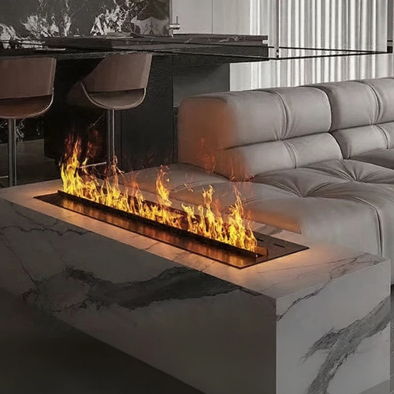 3D Smart Ultrasonic Wood Fireplace Modern Wall-Mounted Electronic Heater Simulated Flame Embedding Steam Humidifier Living Room