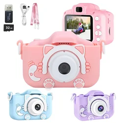 Kids Photo Camera Toys 1080P HD Digital Video Camera 2.0 Inch Screen with Cartoon Case 32GB Card for Birthday Festvial Gifts