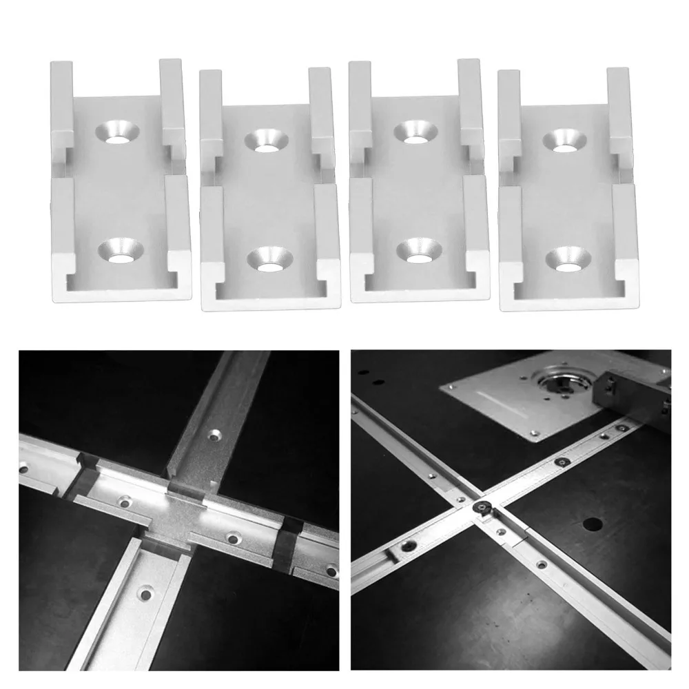 

4pcs Aluminum Alloy T Track Intersection Parts Silver/Red/Blue 80mm Length Aluminum Alloy Track Connector