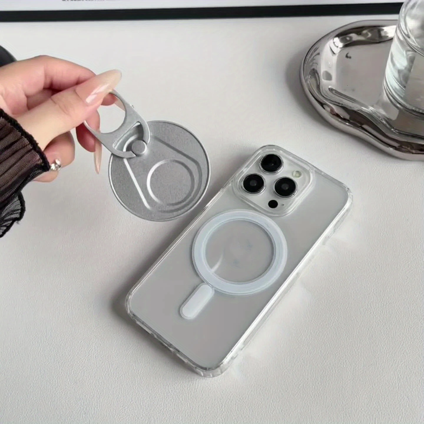 

Magnetic Alloy Phone Stand for Samsung Galaxy S26 S25 S24 Ultra Plus Mag-safe Ring Holder for iPhone 17 16 15 14 Pro Max Bracket