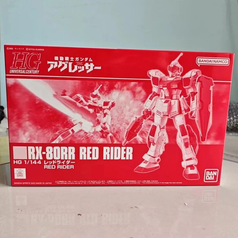 BANDAI PB zestaw modeli do składania HGUC 1/144 RX-80RR czerwony jeździec Gunpla figurka mobilna kombinezon zabawki dla chłopca prezent dla dzieci