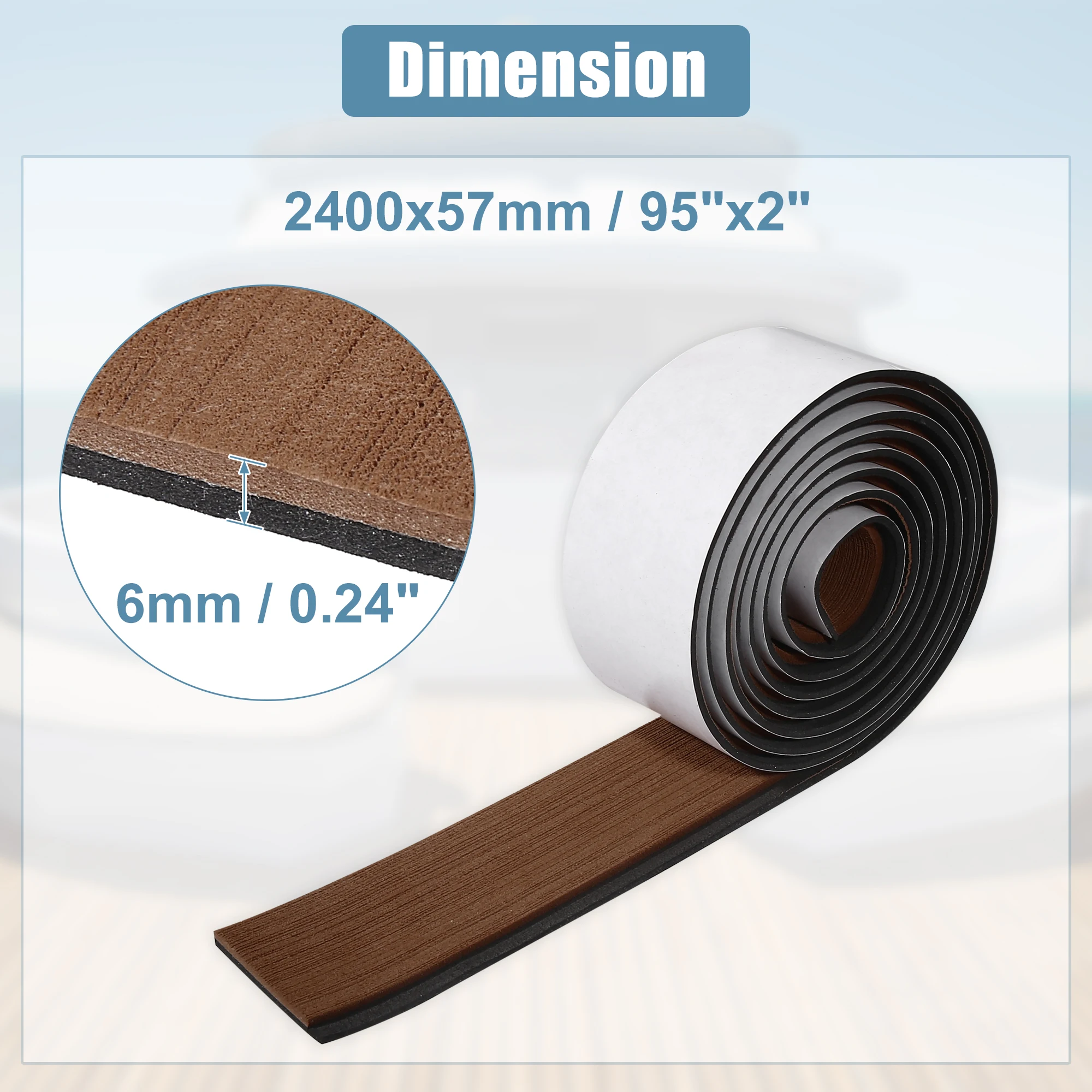 NONE X autohaux eva faux teak decking blatt matte rutsch fest selbst klebend für boot yacht marine rv boden teppich 2400x57mm x mm 5