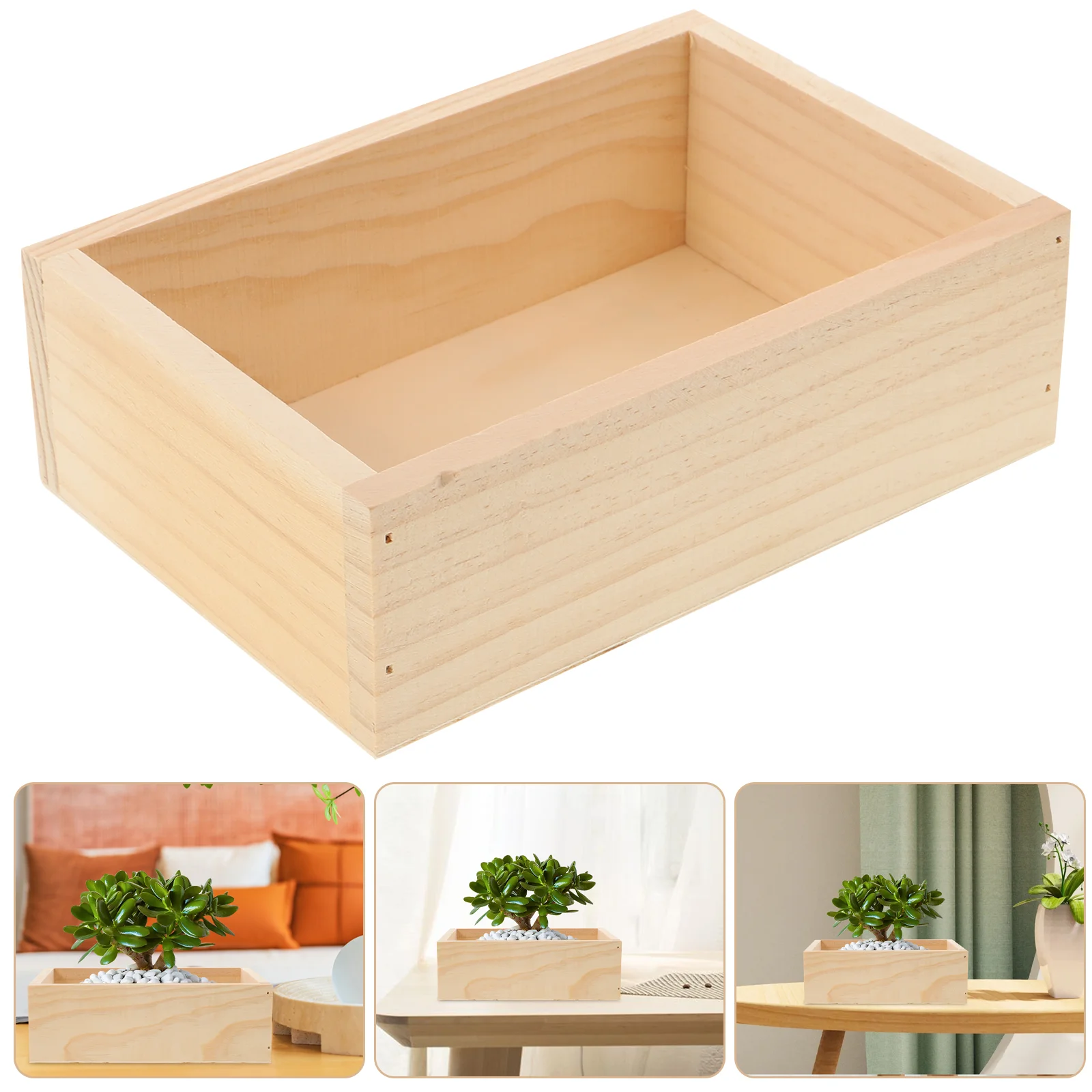 

Storage Box Boxes Rectangular Flowerpot Wooden Planter Facitious Succulent Pots