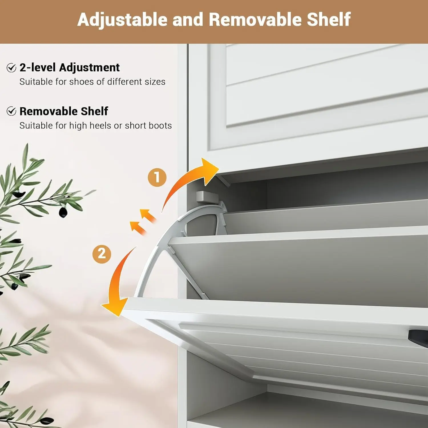 White Hidden Wood Shoe Storage Cabinet with 3 Flip Drawers for Entryway Narrow Shoe Rack Freestanding Shoes Organizer Cabinet