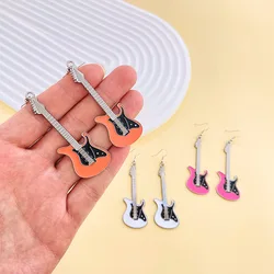 Vintage Punk Guitar Earrings For Women Man Fashion Party Nightclub Jewelry Accessories Gift Hip Hop Color Matching Guitar Hooks