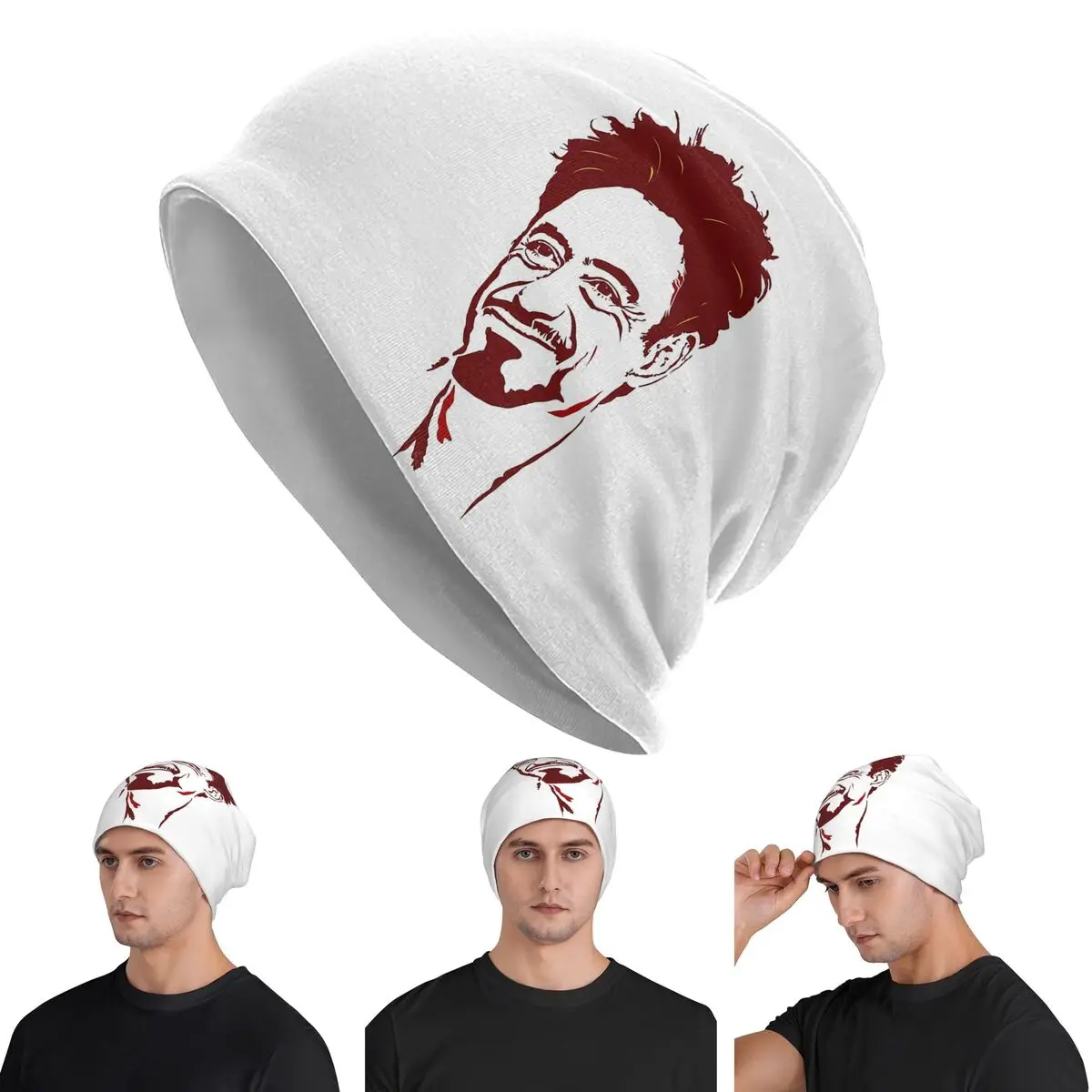 

Robert Downey Jr Skullies Beanies Hats Warm Autumn Winter Outdoor Cap Knitted Bonnet Caps for Men Women Adult