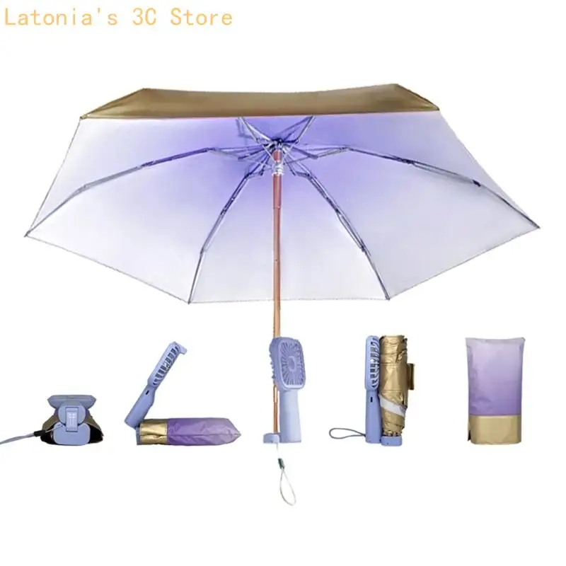 Rechargeable Fan Sun Cover for Warm Day Walks, Folding Shade Design and Outdoor Waiting with Easy Carry Use Support X3UB