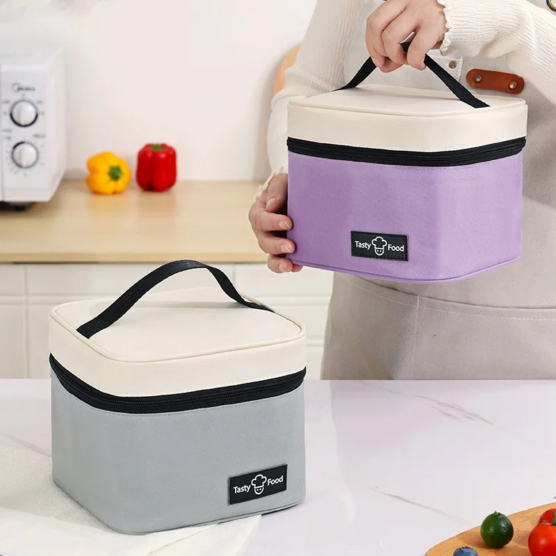 Outdoor Fashion Square Picnic Thermal Lunch Bag Aesthetic Portable Lunch Box Storage Insulation Cooler Bags For Women Men