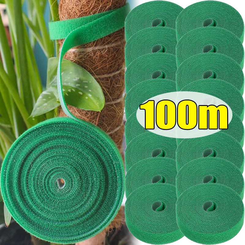 Nylon Plant Cable Tie Green Self Adhesive Adjustable Plants Strips Hook Loop Support Garden Twine Bandage Reusable Fastener Tape