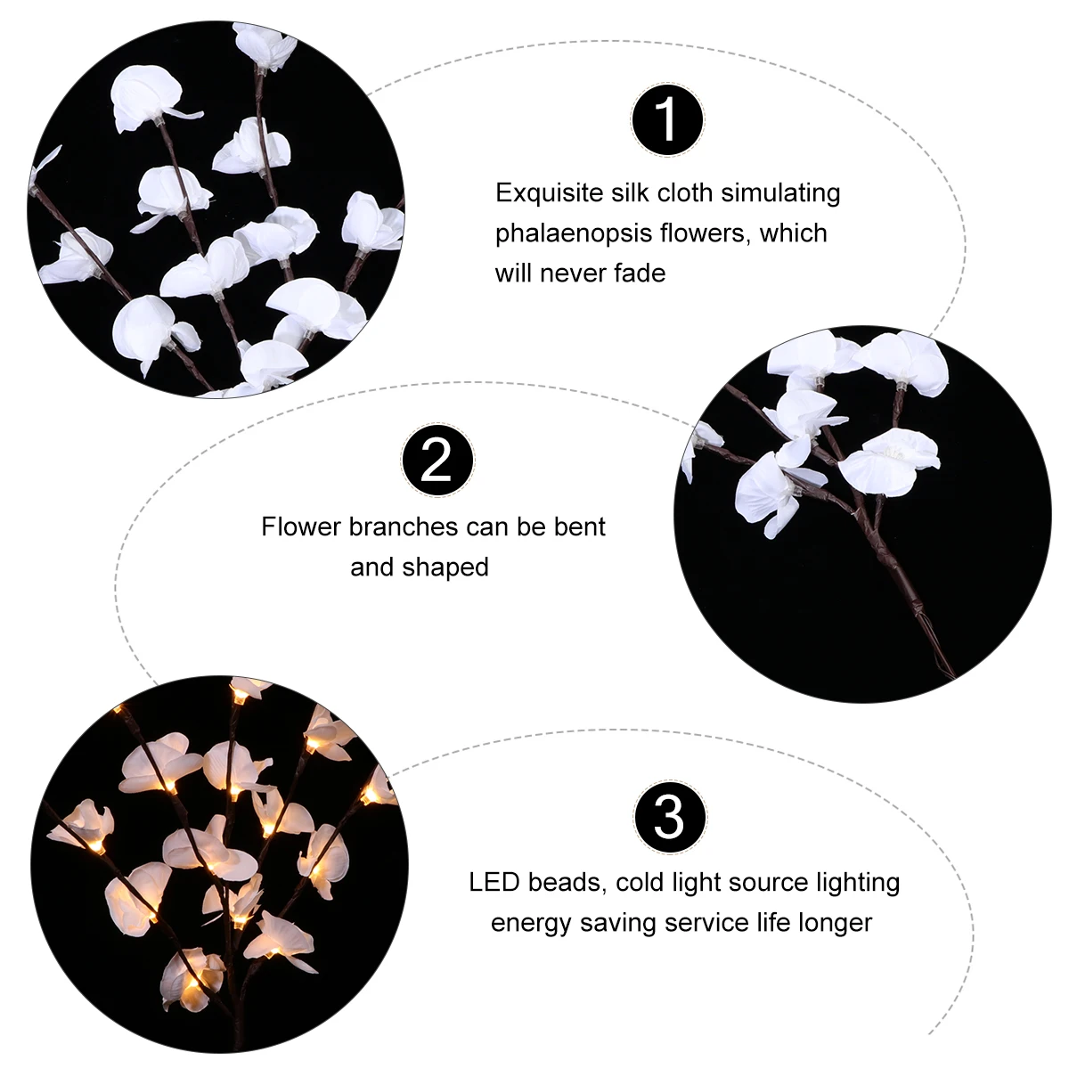 

Wedding Simulated Phalaenopsis Lamp Christmas Decor Simulation Branches Light Plastic Creative