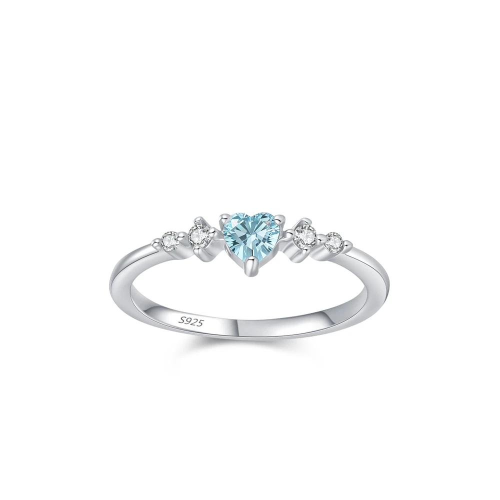 

S925 Стерлингового Серебра Сердце Океана Ледяное Голубое Сердце Обручальное Кольцо Женские Легкие Роскошные Сладкие Романтические Ювелирные Изделия