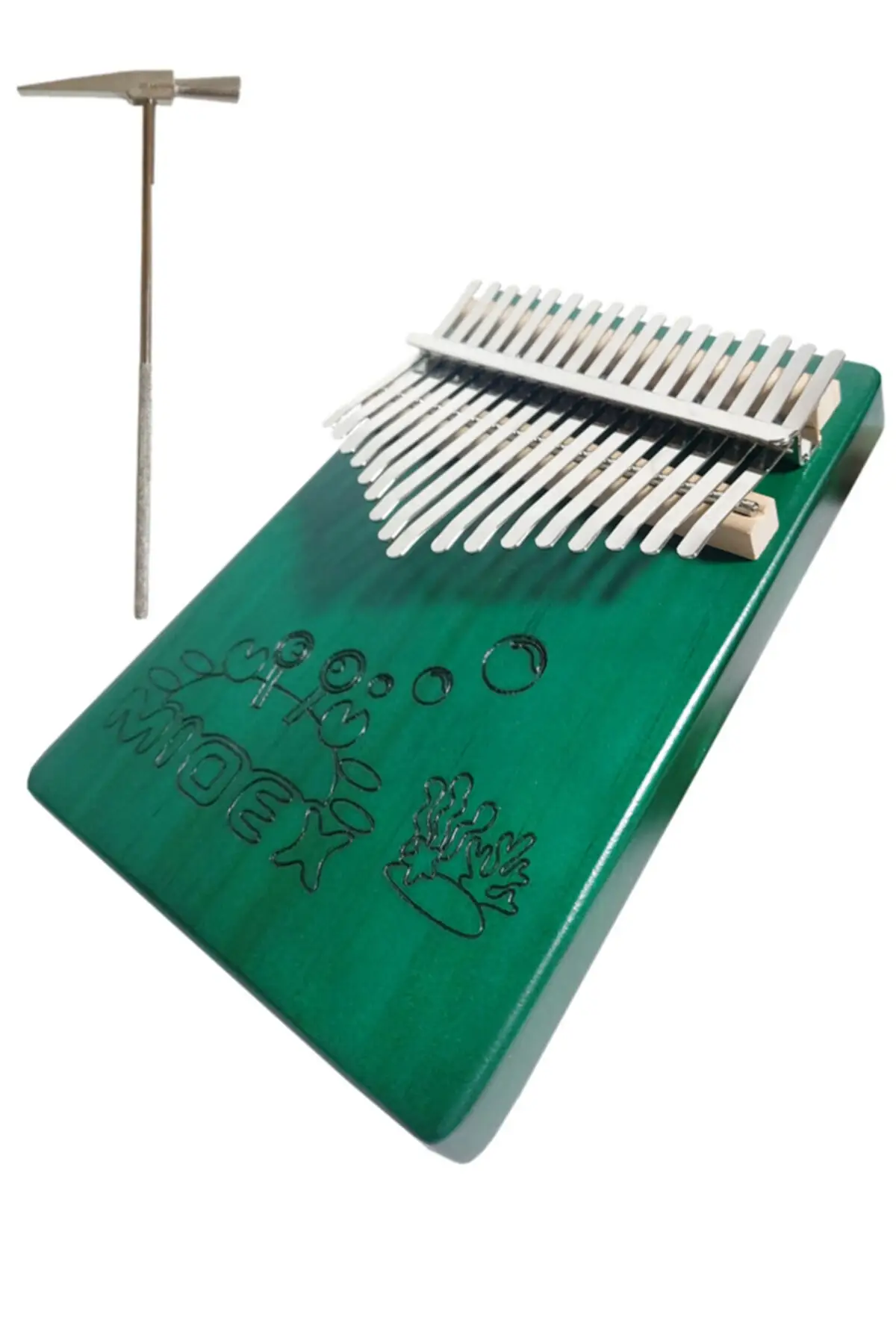 KLX455 Genuine Tree Green Kalimba 17 Key (Method Bag Hammer)