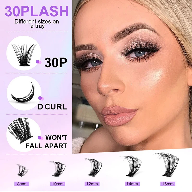 DIY Eyelash Extension Kit 280pcs Individual Lashes Cluster D Curl, 8-16mm Mix Lash Clusters With Lash Bond And Seal And Lash App