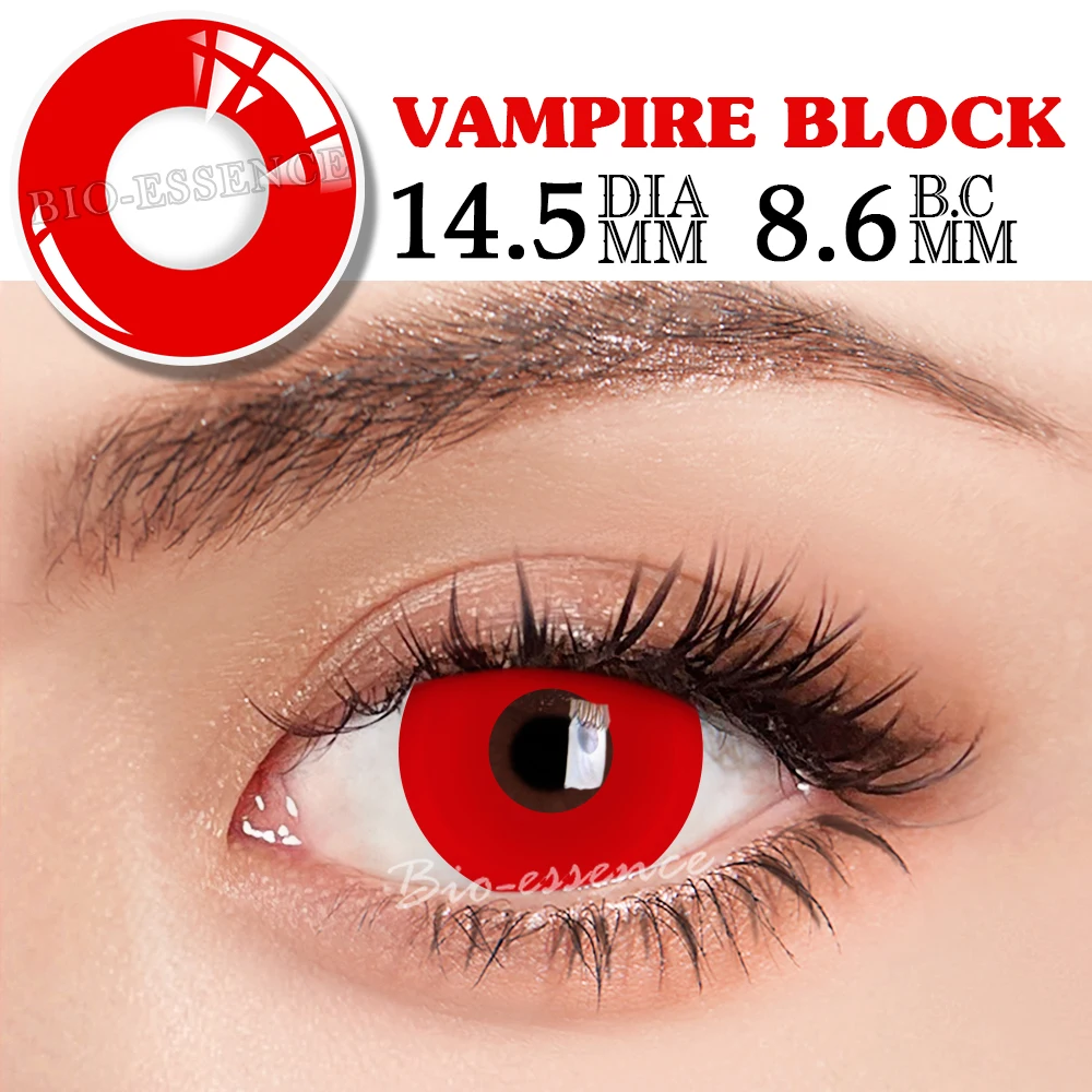 Bio-essence-lentes de contacto de colores para Cosplay, lentillas rojas para ojos de Anime, accesorios de Anime, 1 par