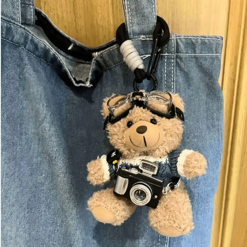 1 Stück niedlicher Plüschbär-Anhänger, Rucksack-Dekoration, Cartoon-Braunbär-Puppe, Plüsch-Schlüsselanhänger, Taschenanhänger, DIY-Zubehör – Detail 2