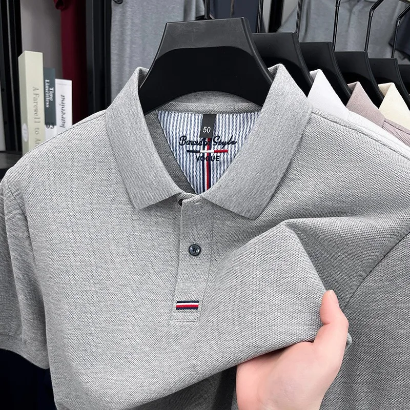 Cross-border Pure Cotton Lapel PoloT T-shirt Cross-border Casual Men's Wear Loose Base Layer T-shirt