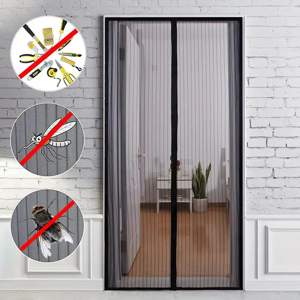 New No Punching Magnetic Screen Door Curtain Anti Mosquito Insect Fly Bug Automatic Closing Household Ventilation Door Curtain