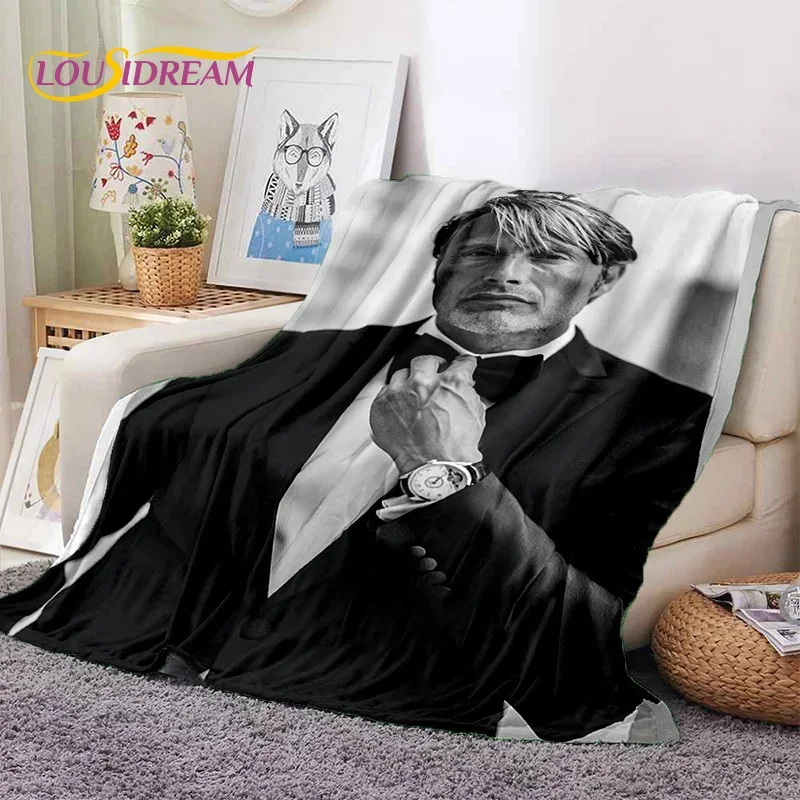 

Mads Mikkelsen 3D Actor Star Soft Flannel Blanket for Beds Bedroom Sofa Picnic,Throw Blanket for Cover Outdoor Leisure Nap Gift