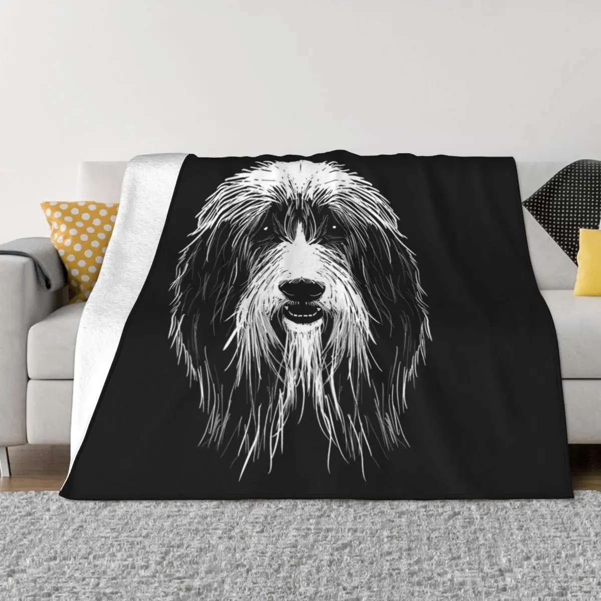 Bearded Collie Throw Blanket sofa Luxury St Blanket Soft Plush Plaid Loose Blanket