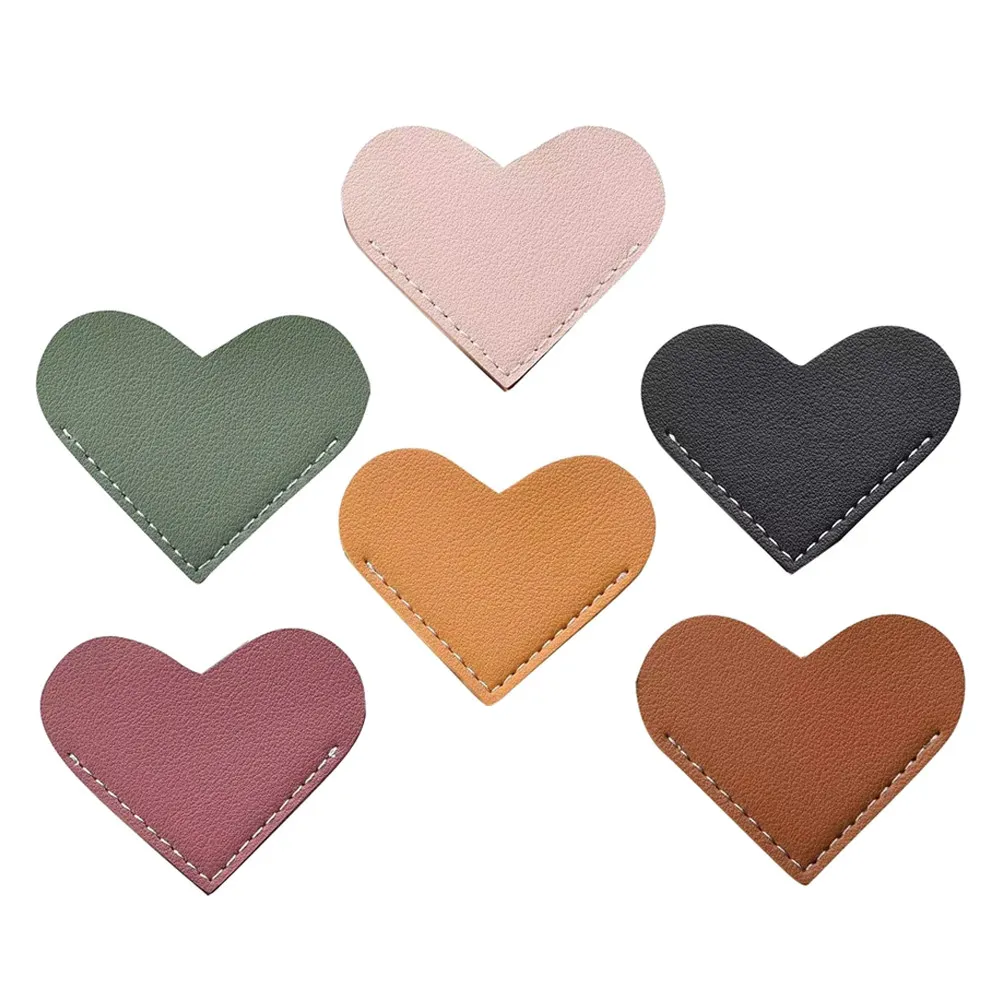 6Pcs Heart Bookmarks for Women Men Kids PU Stylish Corner Page Markers Bulk Cute Reading Accessories Book Lover Gift