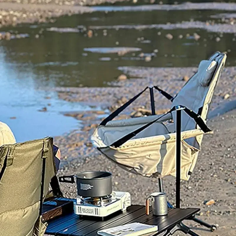 Chaise à Bascule Portable et Pliable, Fauteuil Inclinable, Angle Réglable, Idéal pour le Camping et les Loisirs en Plein Air