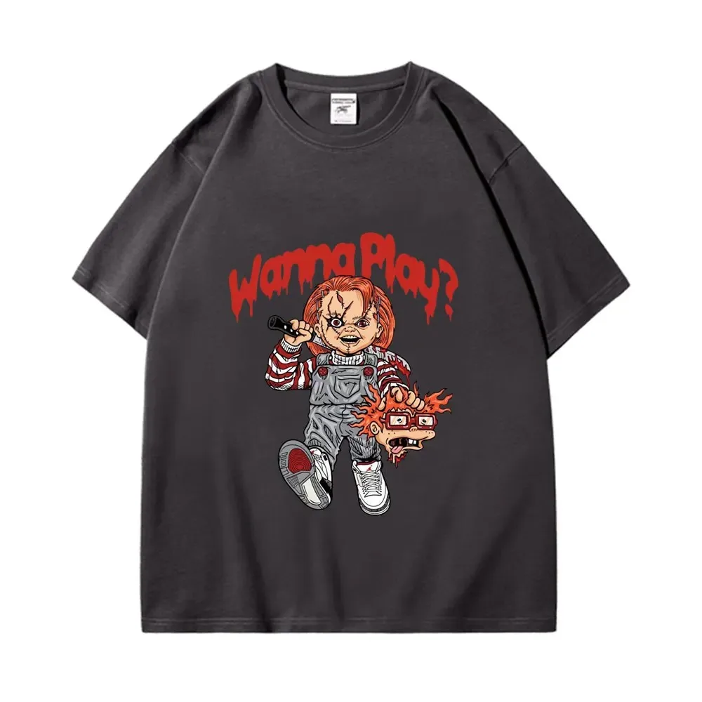 Divertenti magliette grafiche Chucky Horror uomo donna magliette oversize moda gotica T-shirt manica corta in puro cotone di alta qualità