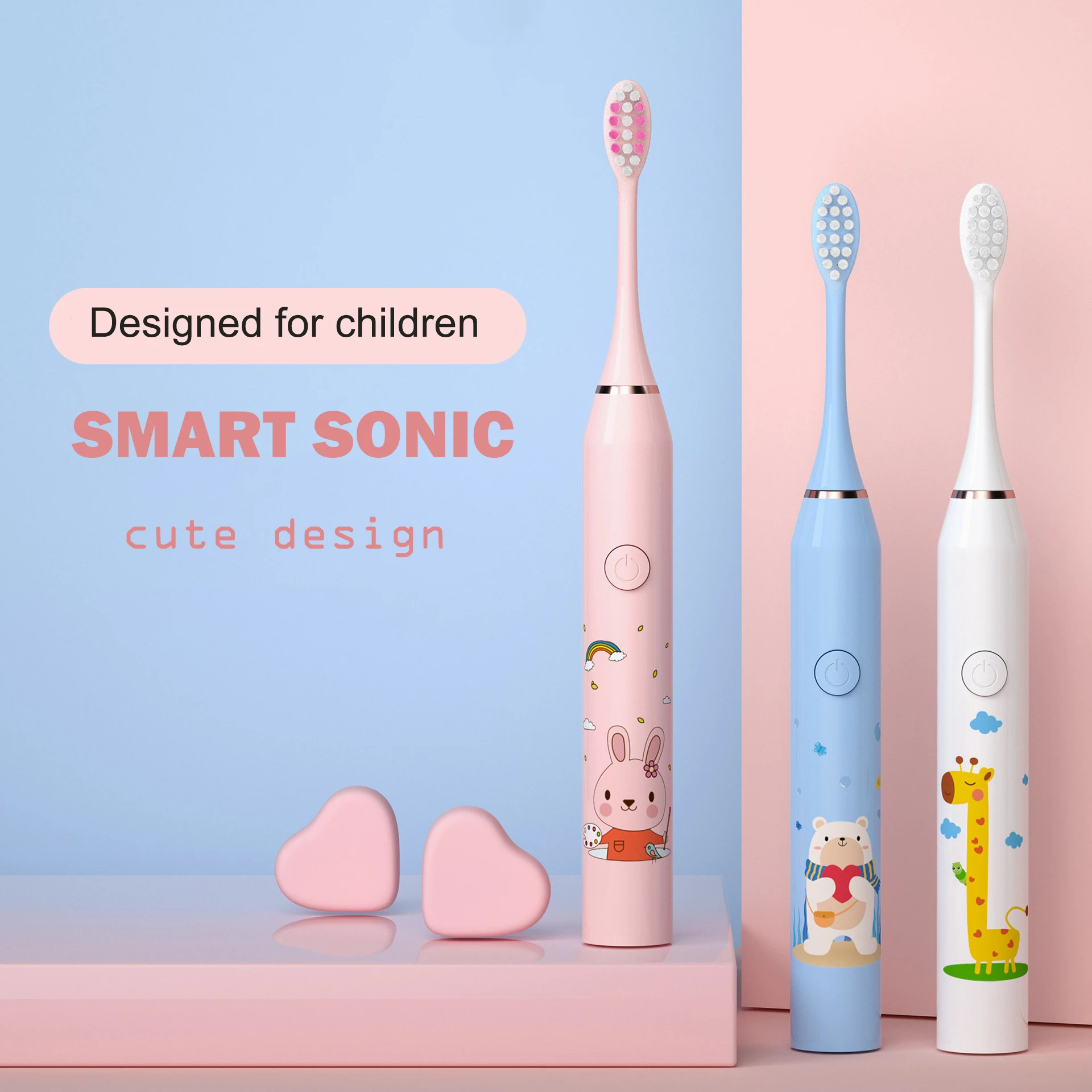 Bàn Chải Đánh Răng Điện Trẻ Em Sạc USB Âm Răng Bàn Chải Hẹn Giờ Thông Minh 5 Chế Độ IPX7 Chống Nước Hoa Văn Hoạt Hình Cho Trẻ Em