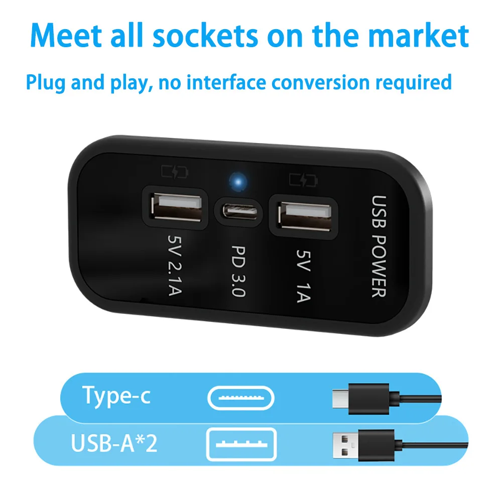 35,5 W, 12 V, 24 V, PD-Typ C1A/2,1 A, Dual-USB-Autoladegerät, USB-Ladeausgang, Netzteil für Motorräder, LKWs, ATV, Boote, Wohnmobile