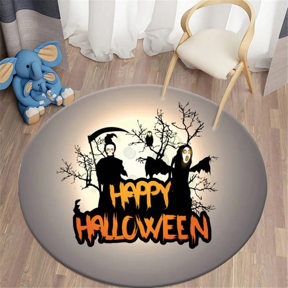 CLOOCL Halloween Round Carpets Pumpkin Bat Devil Potion Graphic 3D Printing Game Floor Mat Tables Chairs Decoration Rugs