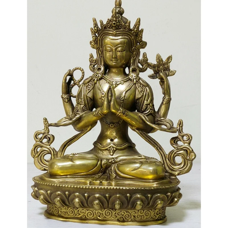 

Old Bronze Buddhism Bodhisattva Padmapani Buddha carved guanyin Statue