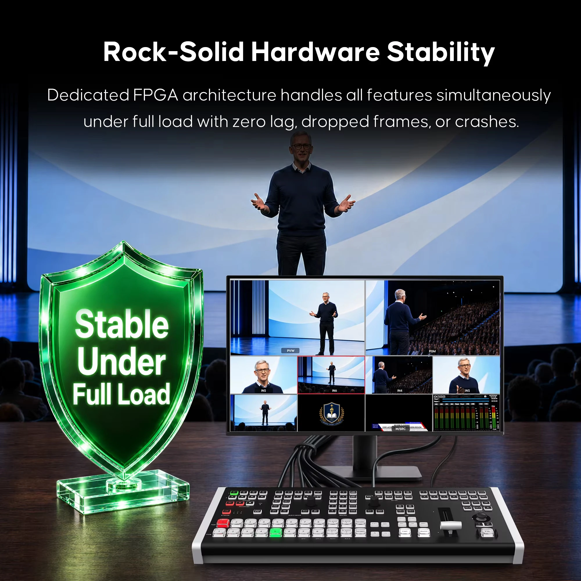 Osee GoStream Omni 12 ISO SDI+HDMI Conmutador de video de 12 canales Multicámara en vivo Compatible con grabación de pantalla horizontal y vertical