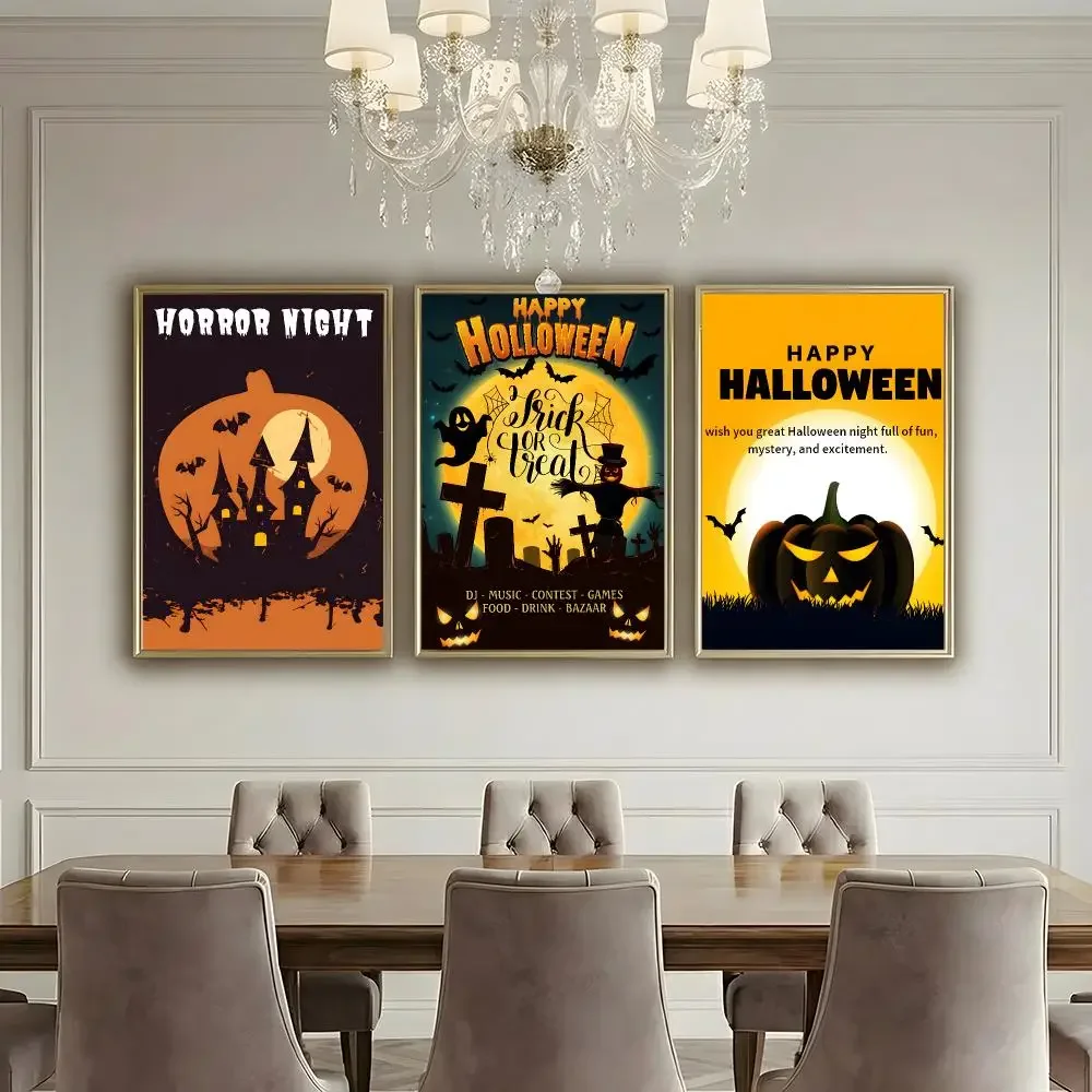 Spooky Halloween Party Poster HD Waterproof High-Toughness Self-Adhesive Wall Decor Universal