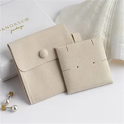SheepSew Jewelry Pouch,10pcs 8x8cm Luxury Microfiber Jewelry Package Snap Button Gift Bag Insert Pad for Necklace Rings Earrings