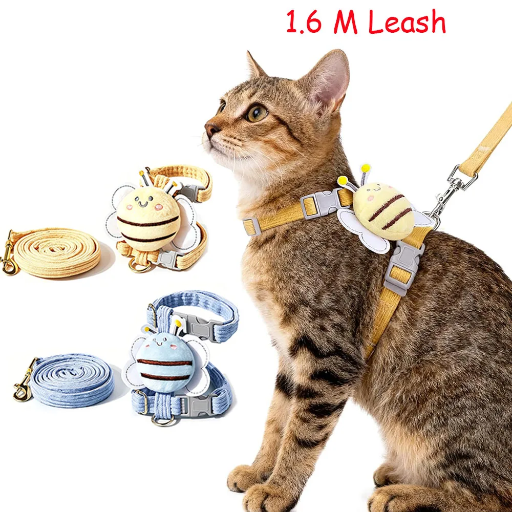 

1PCS Cat Harness and Leash Set, Cat Harness Escape Proof, Rabbit Harness and Leash Set, Costumes for Cats and Bunny, 1.6M Leash