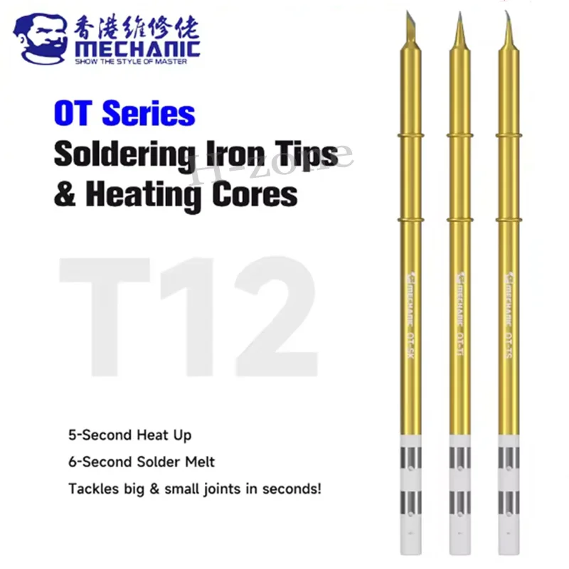 

MECHANIC OT Series Long Soldering Iron Tip Integrated Fast Heating Oxygen-Free Copper Core for T12 950 Soldering Rework Station