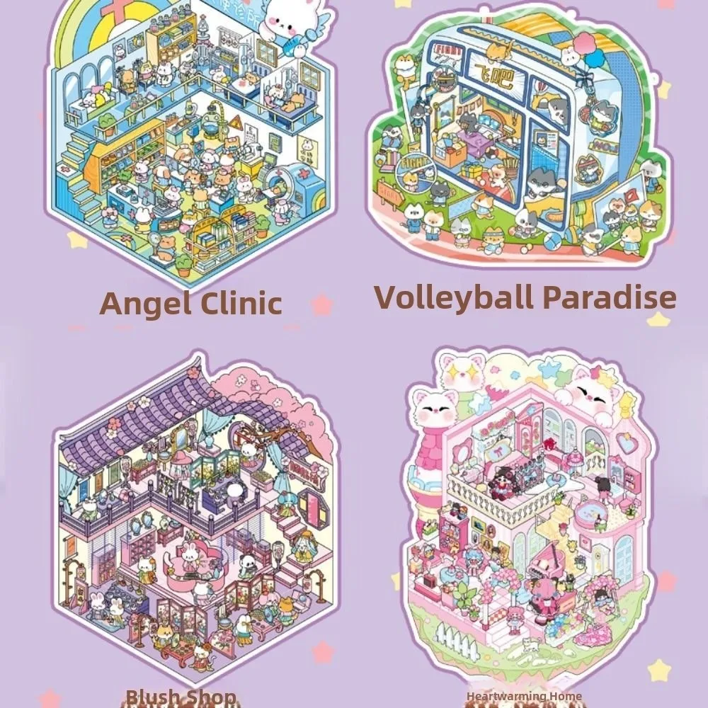 

20 листов 3D пейзажные наклейки Kawaii Town Series мультяшные наклейки сцены Коллекция 8в1 Миниатюрная наклейка сцены