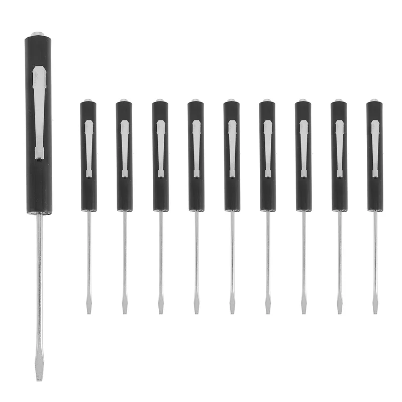 

LJL 10 Pieces Pocket Screwdriver Mini Tops And Pocket Clips Pocket Screwdriver Magnetic Slotted Pocket Screw Driver